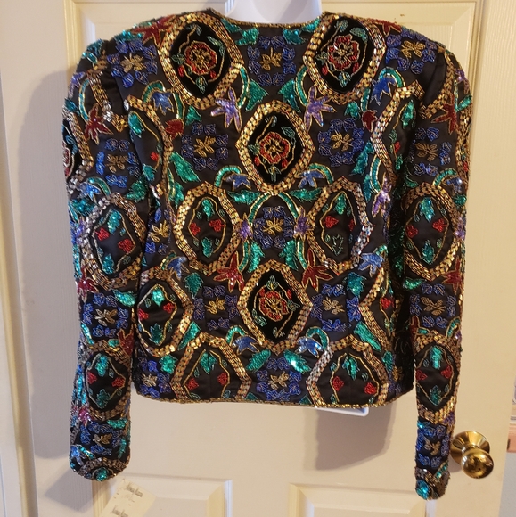 NWT Vintage Black Tie brand sequined jacket size Large - Picture 2 of 5